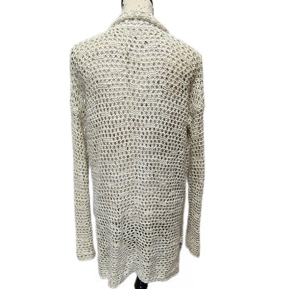 Free People Open Knit Crochet Duster Cardigan Sweater Small Western Boho Coastal - Picture 4 of 7
